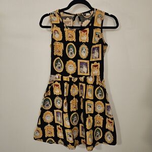 Retrolicious by Mod Cloth "Mew-seum Visit" Cat Novelty Print Dress Fit-n-Flare S